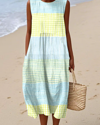 Women's Casual Irregular Striped Sleeveless Dress