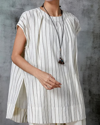 Summer Women's Striped Cotton&Linen Vest
