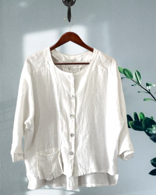 Summer Women's Button-Down Cotton&Linen Shirt
